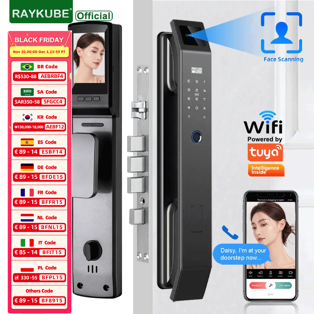 RAYKUBE DF14 Tuya WiFi ثلاثية  - مراجعة Smart Home Door Lock وسعره